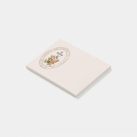 Floral Christelijk Cross Post-it® Notes (Schuin)