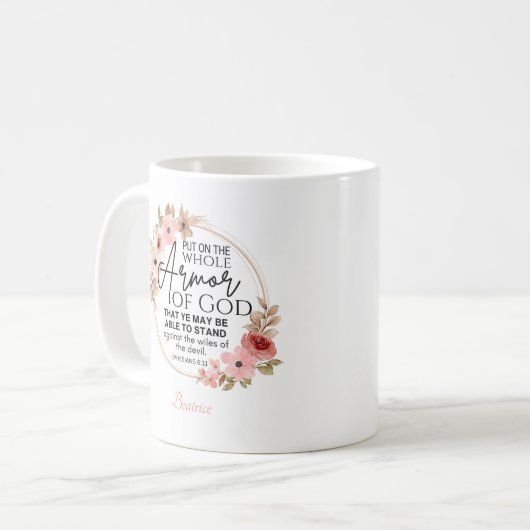 Floral Christelijk Inspirerend Bijbelvers Koffiemok (Voorkant links)