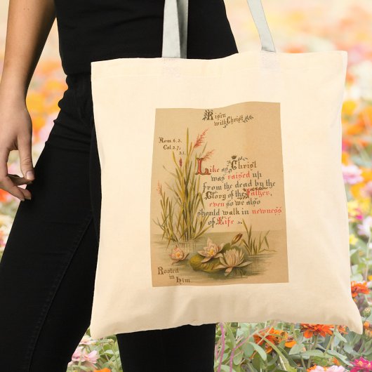 Floral Christelijk Katholiek Bijbelvers Pasen Tote Bag