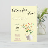 Floral Christelijk Tea Party Uitnodiging (Staand voorkant)