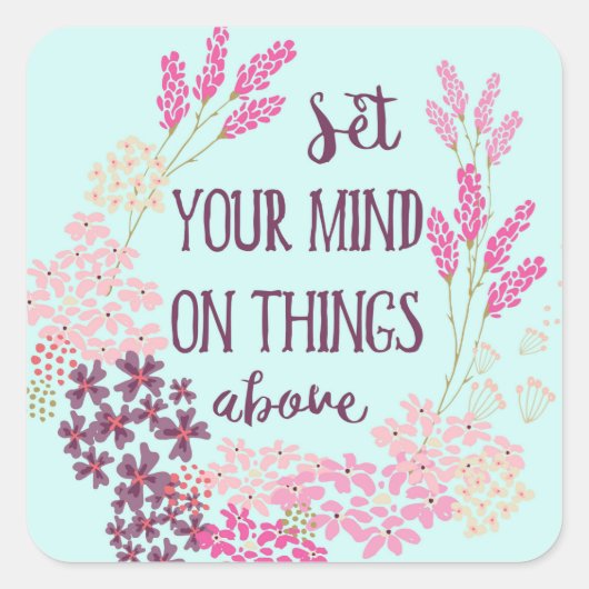 Floral Christelijke Bijbelscripts Verse Vierkante Sticker (Voorkant)