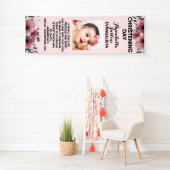 Floral CHRISTENING DAG Zacht Pink Event Verticel Spandoek (Insitu)