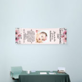 Floral CHRISTENING DAG Zacht Pink Event Verticel Spandoek (Beurs)