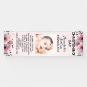 Floral CHRISTENING DAG Zacht Pink Event Verticel Spandoek (Horizontaal)