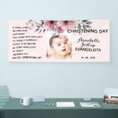 Floral CHRISTENING DAG Zacht roze/grijze evenement Spandoek (Beurs)