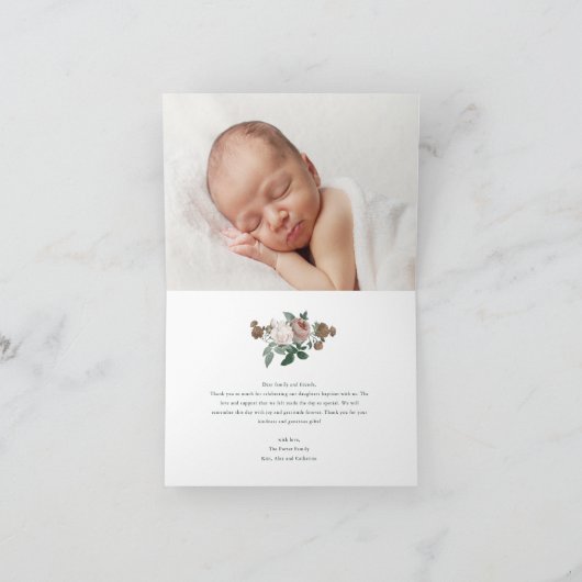 Floral Christening en Baptisme Bedankkaart (Binnen)
