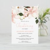 Floral Christening leugens blush roze witte groene Kaart (Staand voorkant)