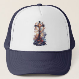 Floral Christian Cross Trucker Hat Pet