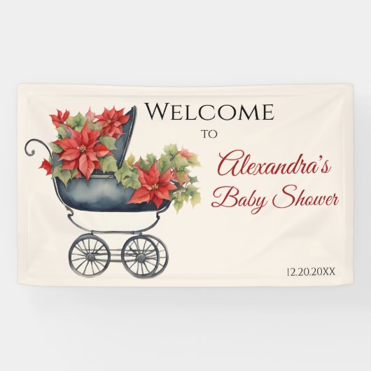 Floral Christmas Carriage Baby shower Spandoek (Horizontaal)