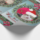 FLORAL CHRISTMAS CROWN, RED RIBBON FOTO TEMPLATE CADEAUPAPIER (Hoek)