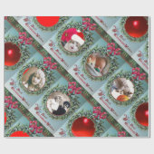 FLORAL CHRISTMAS CROWN, RED RIBBON FOTO TEMPLATE CADEAUPAPIER (Vlak)