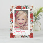 Floral Christmas Dank u fotokaart Bedankkaart (Staand voorkant)