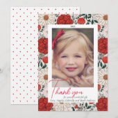 Floral Christmas Dank u fotokaart Bedankkaart (Voorkant / Achterkant)