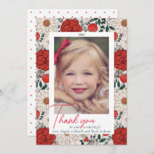 Floral Christmas Dank u fotokaart