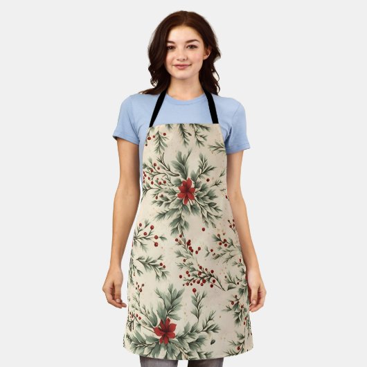 Floral Christmas Design Schort (Gedragen)