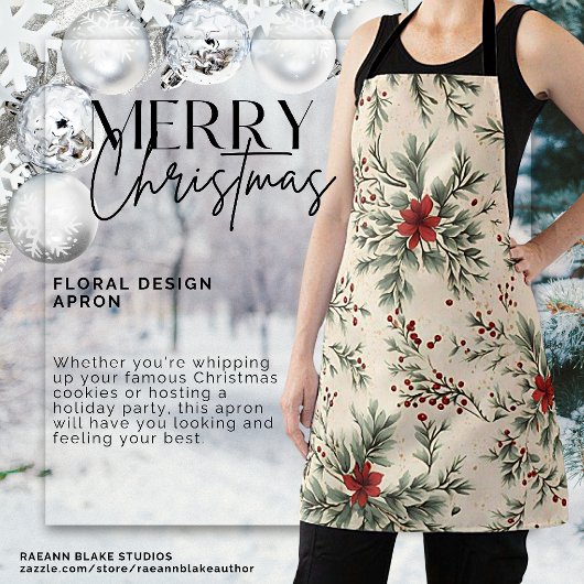 Floral Christmas Design Schort