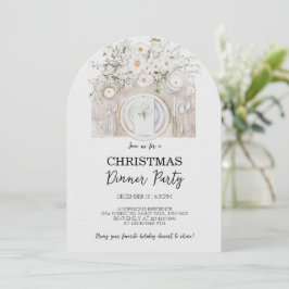 Floral Christmas Dinner Party Invitation Kaart
