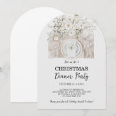 Floral Christmas Dinner Party Invitation Kaart (Voorkant / Achterkant)