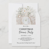 Floral Christmas Dinner Party Invitation Kaart (Voorkant)