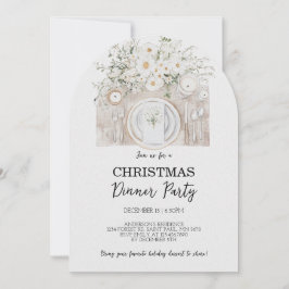Floral Christmas Dinner Party Invitation Kaart