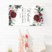 Floral Christmas Engagement party banner custom (Insitu)