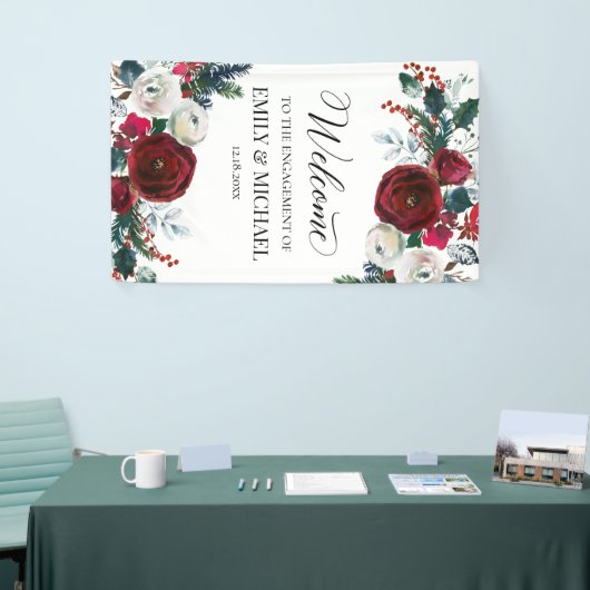 Floral Christmas Engagement party banner custom (Beurs)