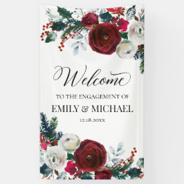 Floral Christmas Engagement party banner custom