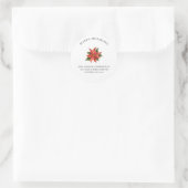 Floral Christmas Greetings Retouradres Ronde Sticker (Tas)