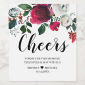 Floral Christmas Holiday Cheers wine label Wijn Etiket (Enkel label)
