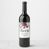 Floral Christmas Holiday Cheers wine label Wijn Etiket (Voorkant)