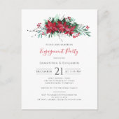 Floral Christmas Holiday Engagement Party Uitnodiging Briefkaart (Voorkant)