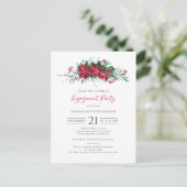 Floral Christmas Holiday Engagement Party Uitnodiging Briefkaart (Staand voorkant)