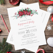 Floral Christmas Holiday Engagement Party Uitnodiging Briefkaart