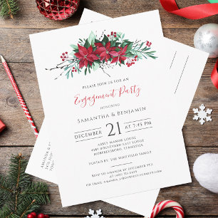 Floral Christmas Holiday Engagement Party Uitnodiging Briefkaart