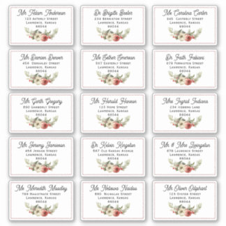 Floral Christmas Kaart Individueel Verzendadres Sticker