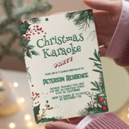 Floral Christmas Karaoke Party Kaart