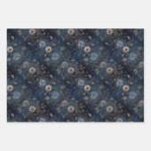 Floral Christmas Midnight Blue and Cream Gift Inpakpapier Vel (Voorkant 3)