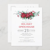 Floral Christmas Open House Uitnodiging (Voorkant / Achterkant)