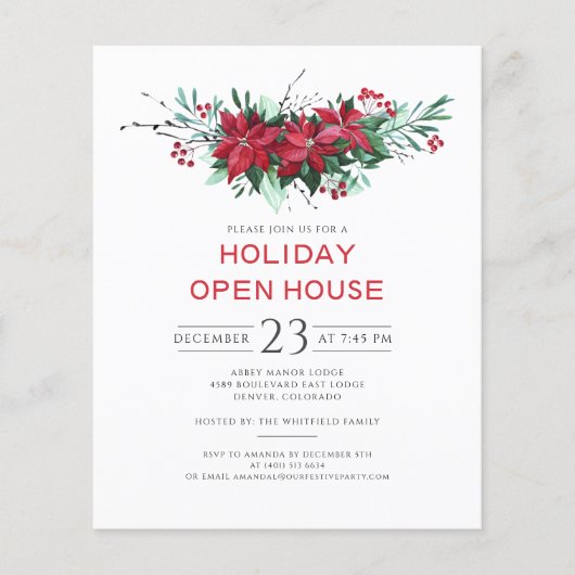 Floral Christmas Open House Uitnodiging (Voorkant)