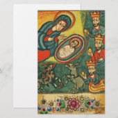 FLORAL CHRISTMAS PARCHMENT, ADORATIE VAN MAGI BRIEFPAPIER (Voorkant / Achterkant)