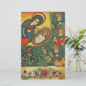 FLORAL CHRISTMAS PARCHMENT, ADORATIE VAN MAGI BRIEFPAPIER (Staand voorkant)