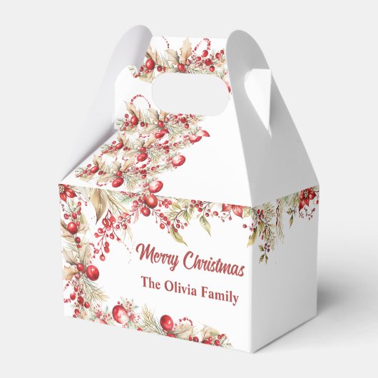 Floral Christmas Party Favor Box Bedankdoosjes (Voorkant Zijde)