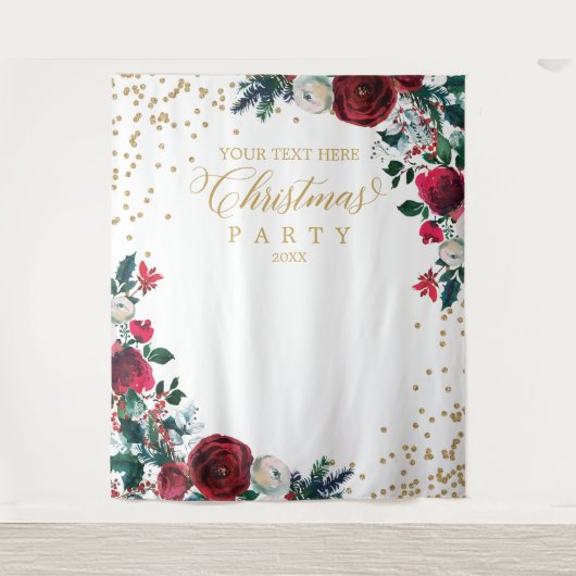 Floral Christmas Party photobooth backdrop Wandkleed (Voorkant)