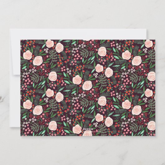 Floral Christmas  Rozen Botanische foto Feestdagenkaart (Achterkant)