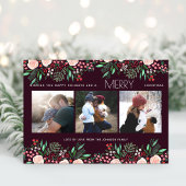 Floral Christmas  Rozen Botanische foto Feestdagenkaart