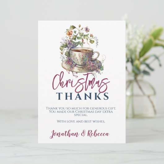 Floral Christmas Tea Bedankkaart (Staand voorkant)