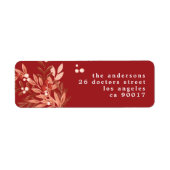 Floral Christmas Traditioneel rood retouradres Etiket (Voorkant)