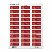 Floral Christmas Traditioneel rood retouradres Etiket (Full Sheet)