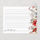 Floral Christmas Vrijgezellenfeest Recept Kaart (Achterkant)