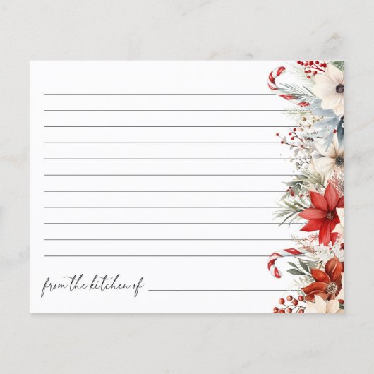 Floral Christmas Vrijgezellenfeest Recept Kaart (Achterkant)